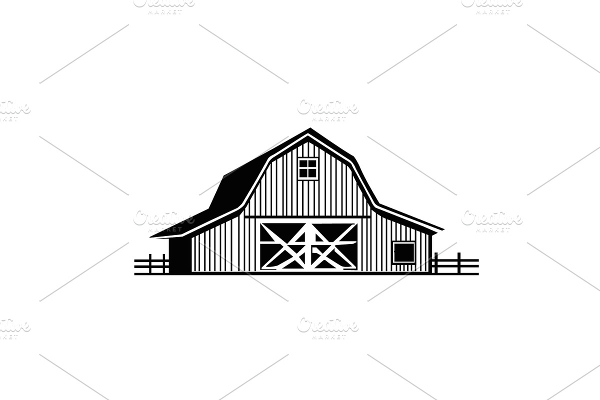 vintage barn house silhouette vector, an Object Graphic by e-artdesign (Photo 3 of 6)