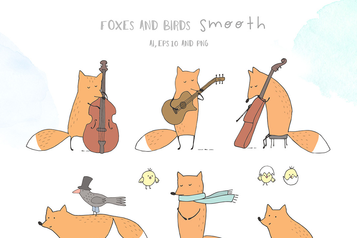 Cute Vector&Watercolor graphics, an Animal Illustration by Eva Katerina (Photo 10 of 21)