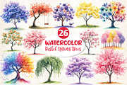 Pastel Spring Trees Clipart, an Illustration by Dream Creation (Thumbnail 1 of 5)