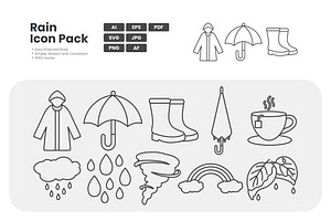 Rainy Season Elements Icon Pack, an Outline Icon by erifqizeicon