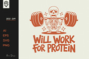 Funny skeleton lifting barbell, a Sport Illustration by shaondesigns (Thumbnail 1 of 6)