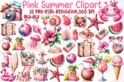 Pink Summer Clipart, an Illustration by Sublimation Artist (Thumbnail 1 of 6)