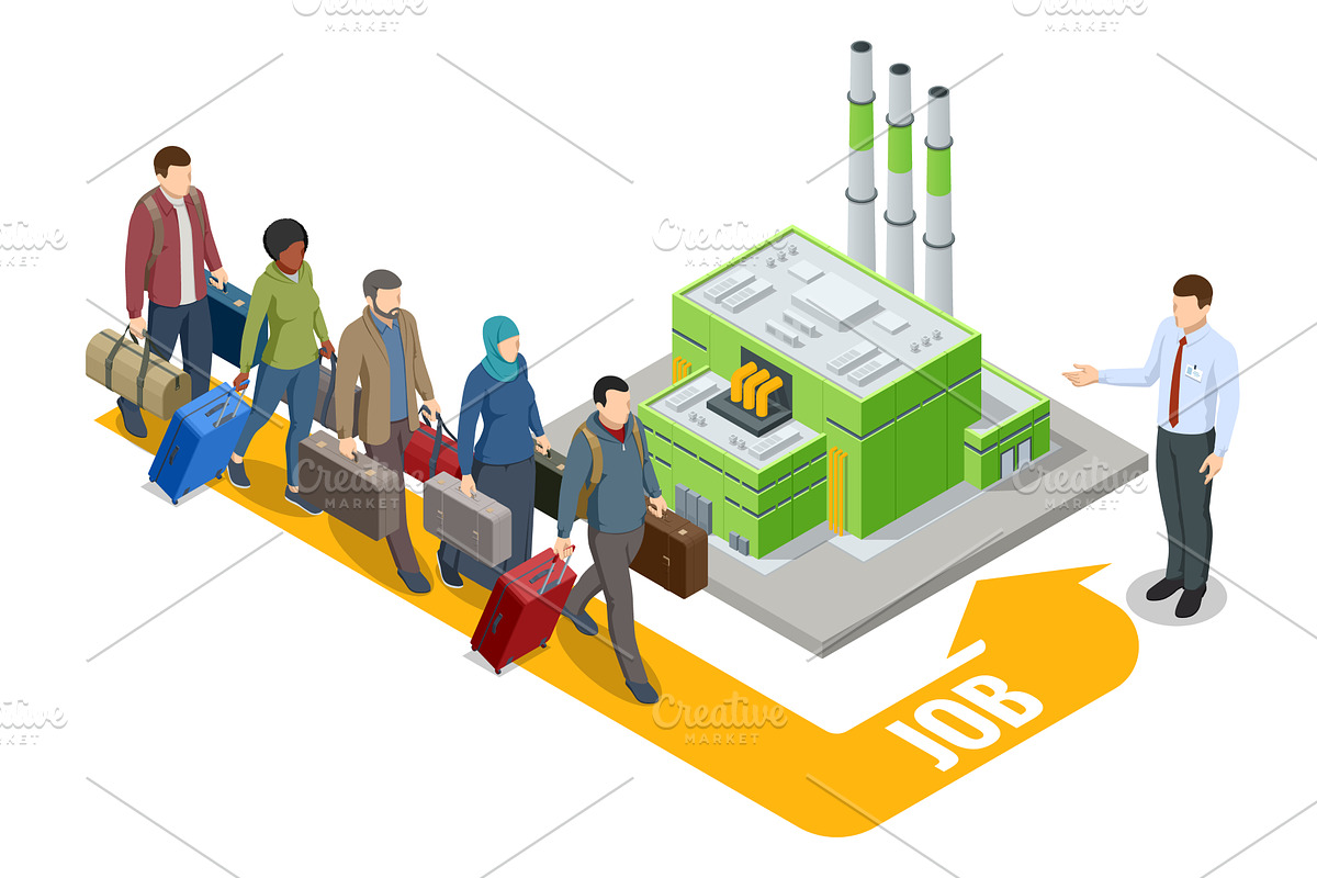 Isometric illustration of migrant, an Illustration by Golden Sikorka