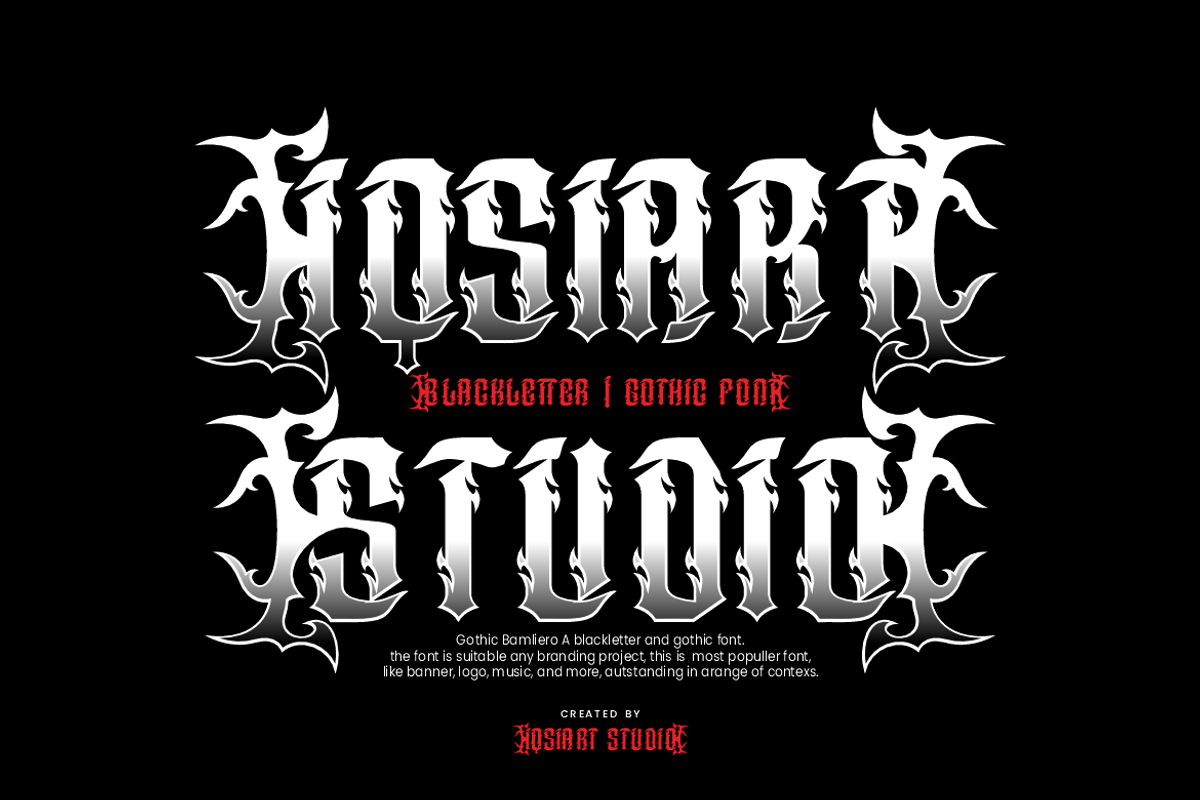 Gothic Bamliero - Blackletter Font, a Blackletter Font by Iqsiart Studio (Photo 4 of 10)
