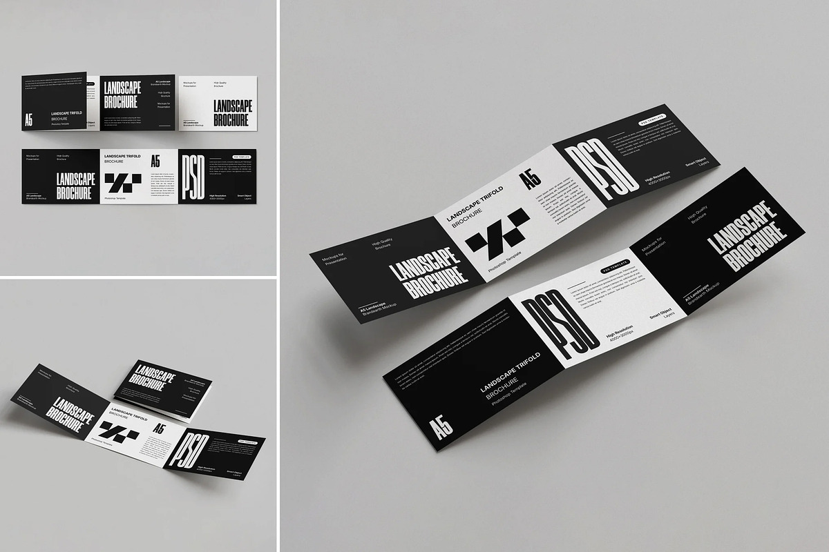 Landscape Trifold Brochure Mockup, an Advertising Mockup by Brand Earth (Photo 1 of 4)