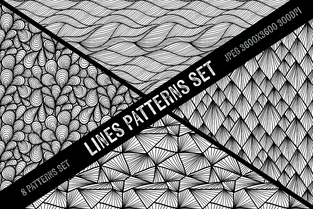 Lines and waves seamless patterns preview 5