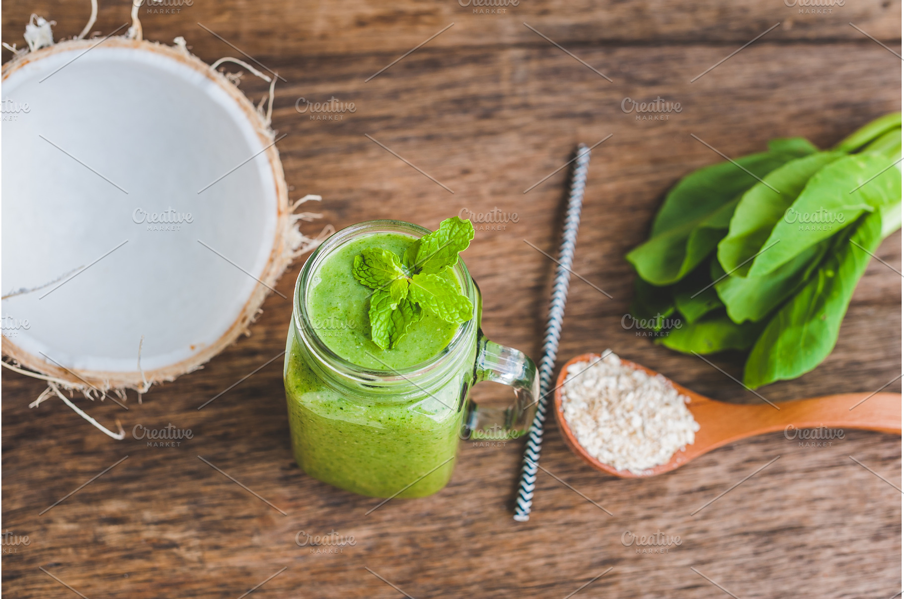 Mason jar mugs filled with green, a Food & Drink Photo by Elizaveta Galitskaya