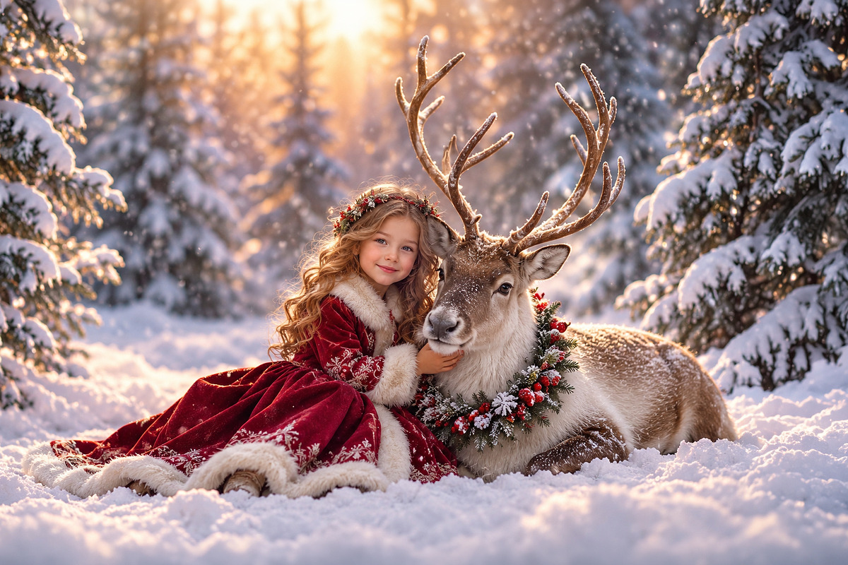 Christmas Reindeer Digital Backdrop, a Layer Style Add-On by Wild Honey Design Co. (Photo 1 of 2)