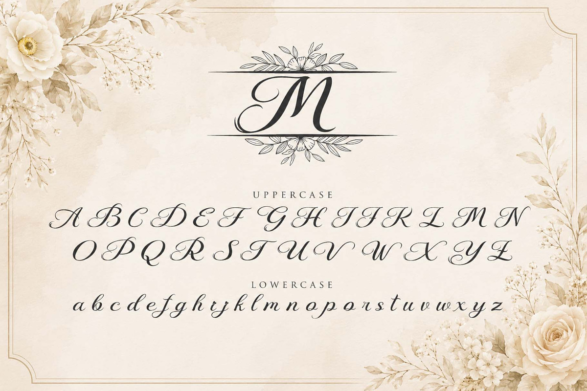 Malietha Flower Monogram, a Handwritten Font by Yoga Letter (Photo 6 of 7)