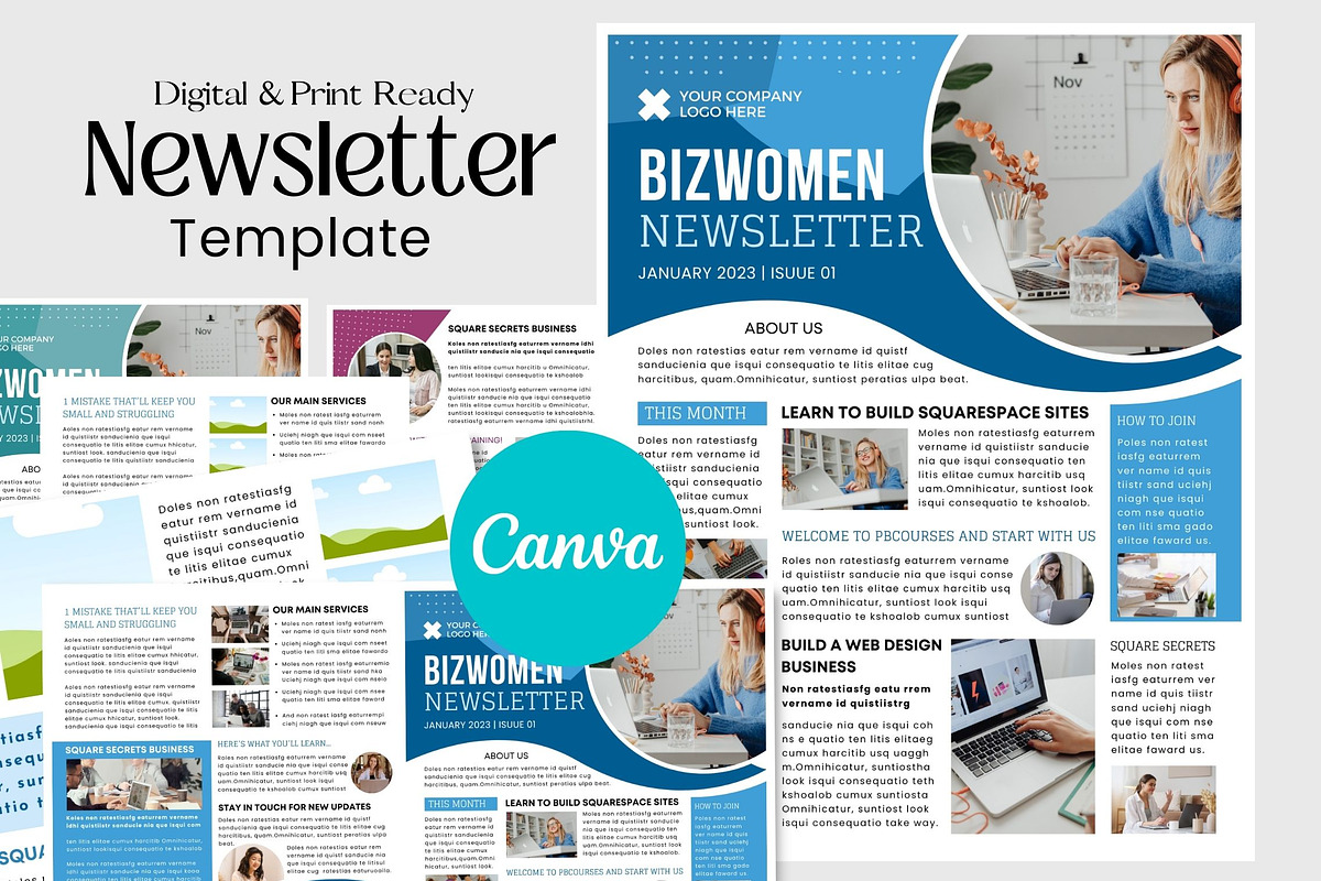 Business Women Canva Newsletter Layout