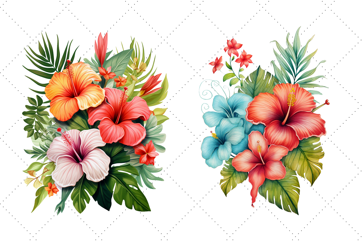 Watercolor Tropical Flowers Clipart, an Illustration by FloridPrintables (Photo 6 of 7)