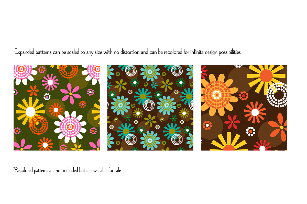 Mod Floral Seamless Vector Patterns, a Pattern Graphic by Melissa Held ...
