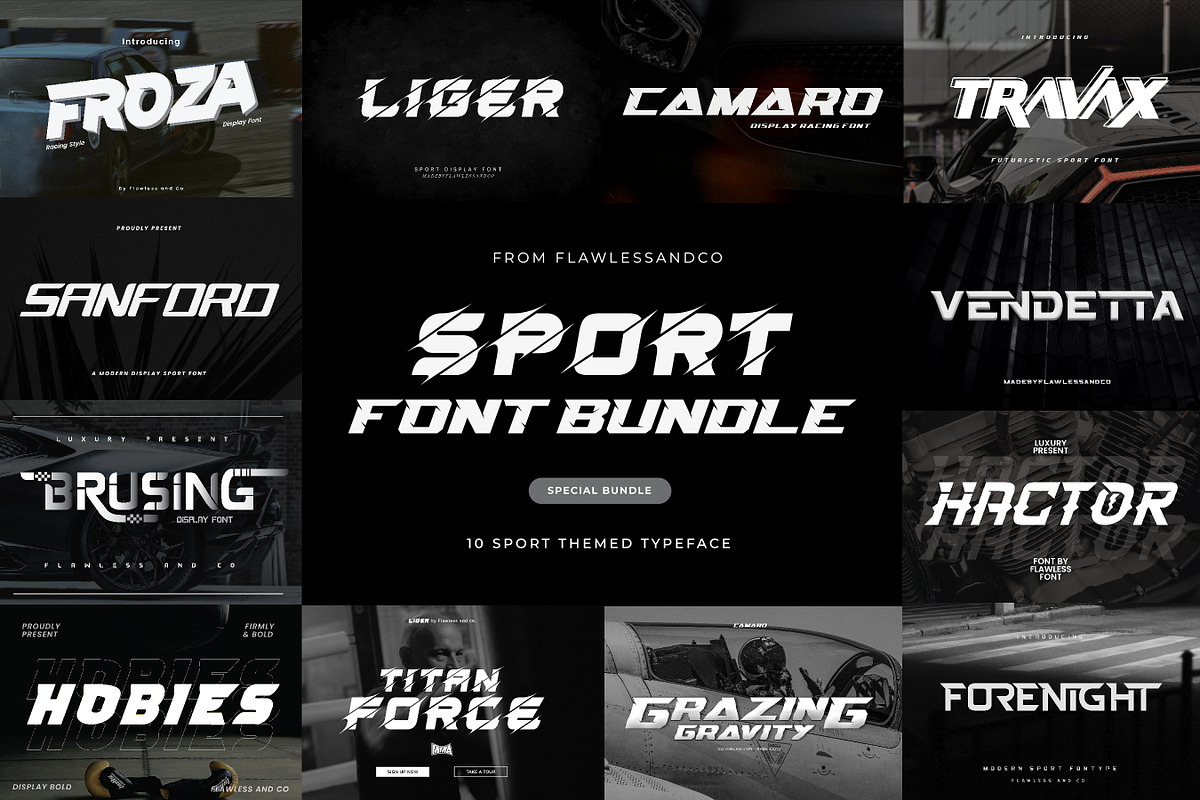 Sport Font Bundle, a Sans Serif Font by Flawless And Co (Photo 1 of 10)