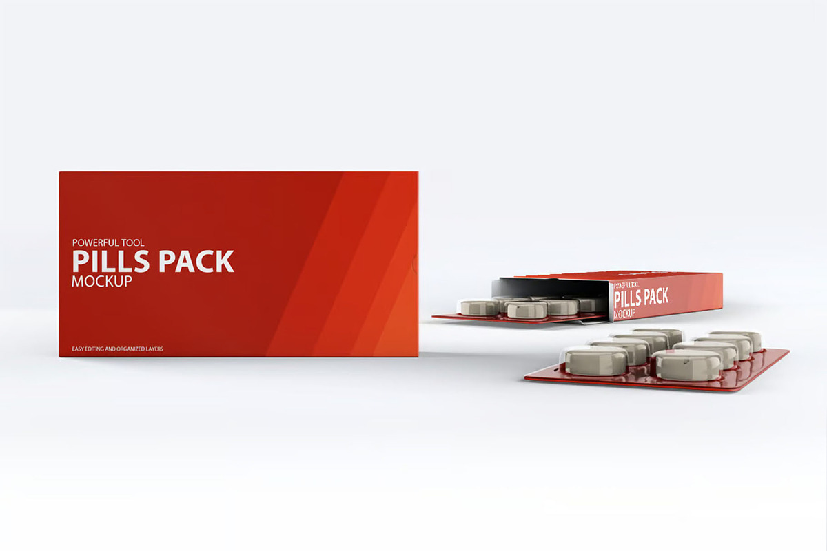 Pills Package Blister Box Mock-up, a Product Mockup by Hubzway (Photo 2 of 8)