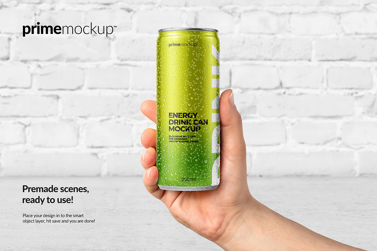 250 ml Energy Drink Can Mockup Set, a Cups & Container Mockup by PrimeMockup (Photo 3 of 11)