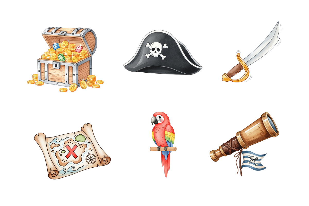 Watercolor Pirates Clipart, a Decorative Illustration by BerryPieArt (Photo 2 of 4)