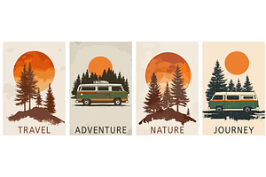 Travel vertical posters set. Camper, an Illustration by Valerie Bodnar