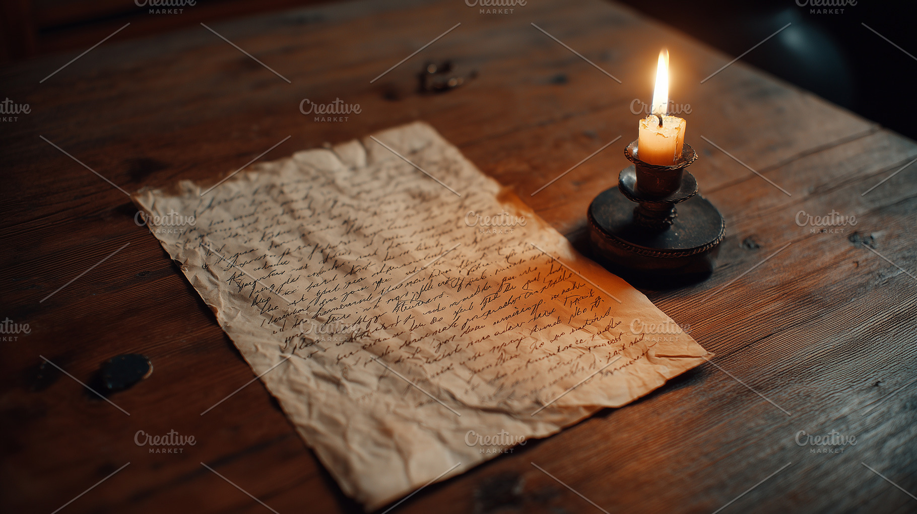 Old handwritten letter on a wooden, a Background Photo by MistyDay