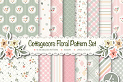 Cottagecore Floral Digital Paper Set, a Pattern Graphic by lindoet23 (Thumbnail 1 of 5)