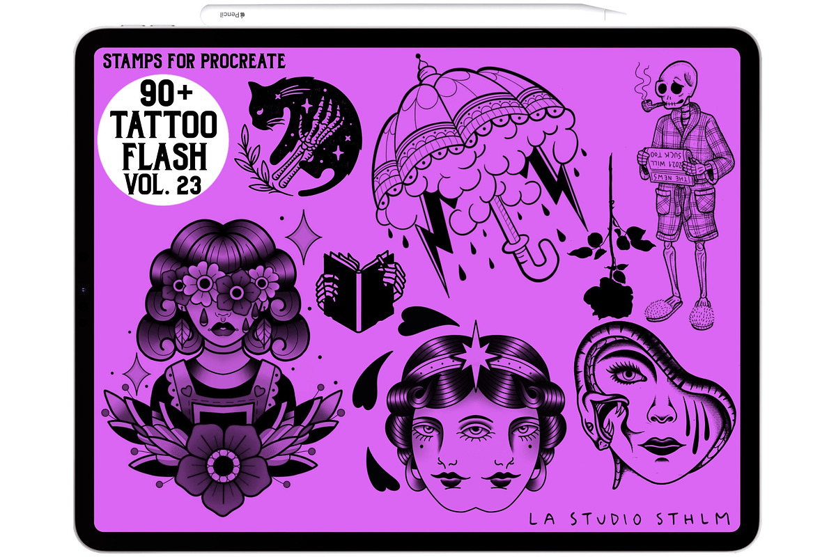 Tattoo Flash Vol. 23 - Stamp Set, a Brush Add-On by LA Studio Sthlm (Photo 4 of 6)