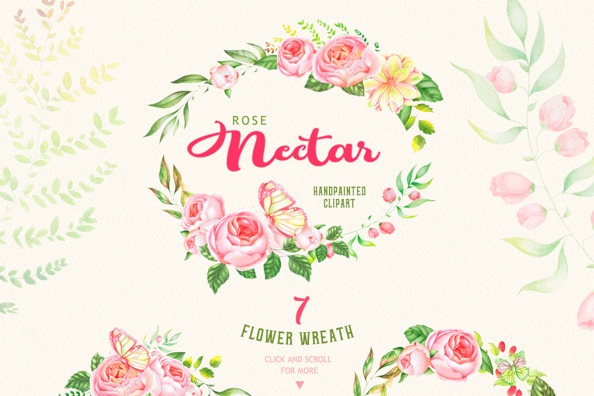 Watercolor Rose Nectar - clipart, an Illustration by LaVika (Photo 4 of 8)