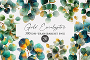 Watercolor and Gold Eucalyptus Clipa, an Illustration by Designworld (Thumbnail 1 of 5)