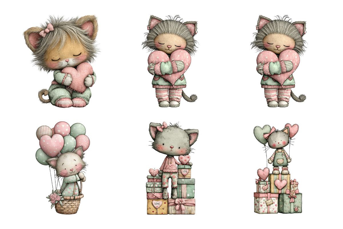 Whimsical Valentines Cat Png, an Illustration by SinaCreation (Photo 2 of 11)