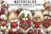 Watercolor Valentine Animals Clipart, an Illustration by Libby Wishes (Thumbnail 1 of 7)