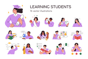 Students learn, study. Education set, an Education Illustration by Good Studio