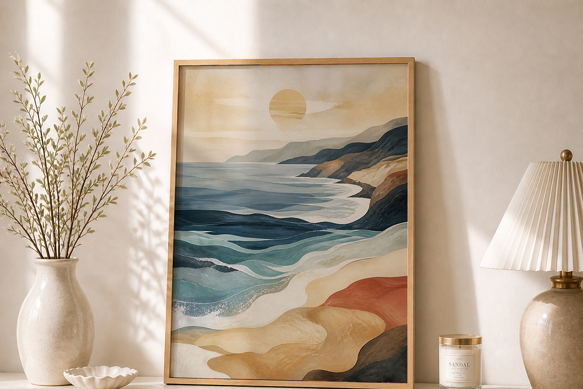 Abstract Coastal Wall Art, a Decorative Illustration by elfy creative (Photo 1 of 6)