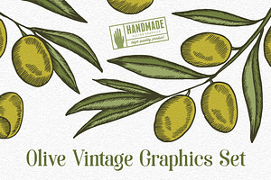 Olive Vintage Graphics Set, a Decorative Illustration by Chelovector