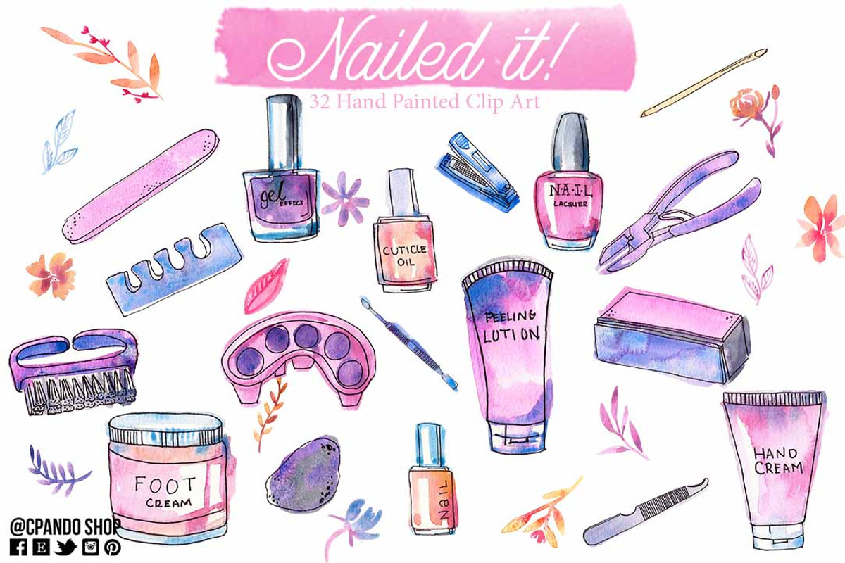 Manicure clip art, seamless pattern, a Work Illustration by CpandoShop (Photo 4 of 5)
