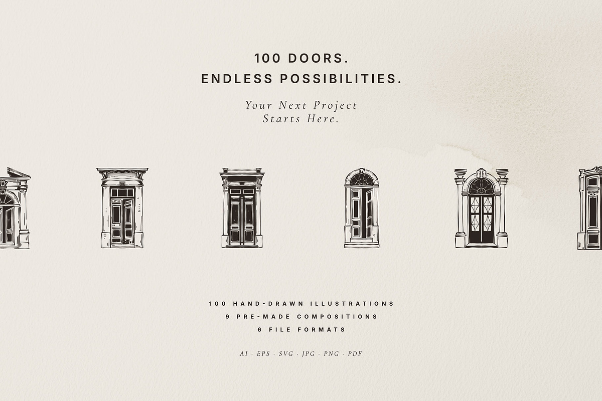 100 Architectural Door Illustrations, an Object Illustration by KetteCreate (Photo 14 of 14)
