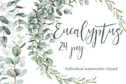 Watercolor Eucalyptus clip art., a Decorative Illustration by Mary (Thumbnail 1 of 4)