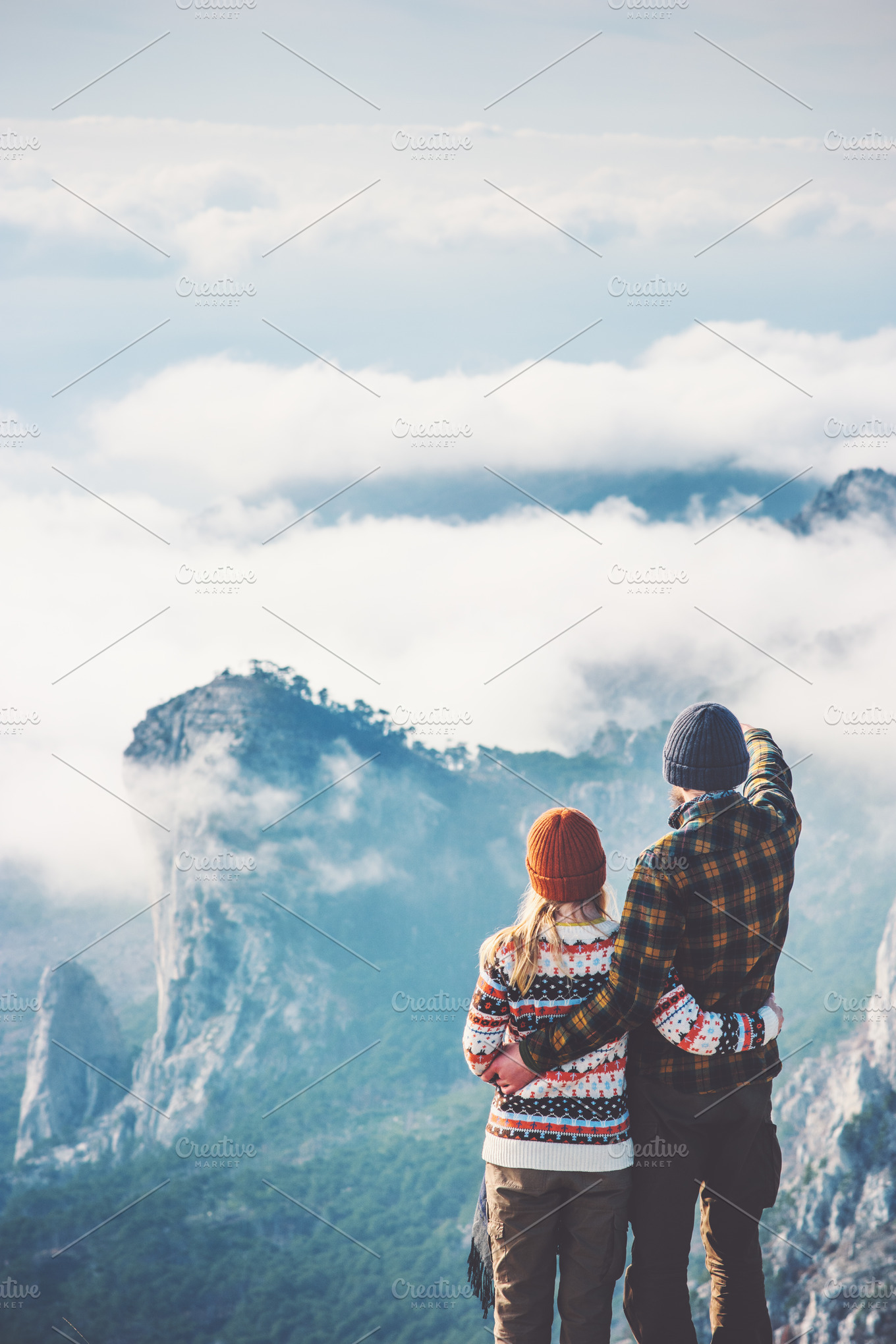 couple enjoying a quiet moment in the mountains of Big Sky