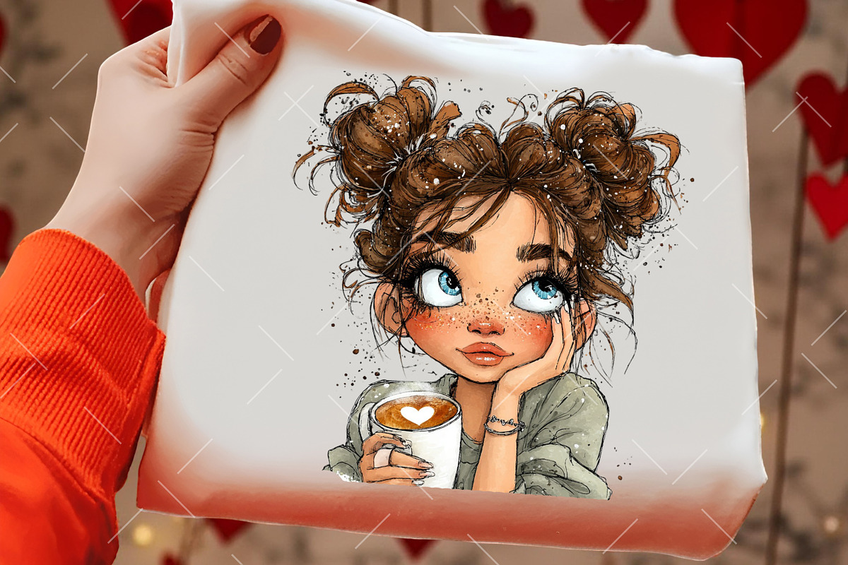 Whimsical Valentine Coffee Girl Clip, an Illustration by OK Design (Photo 5 of 6)