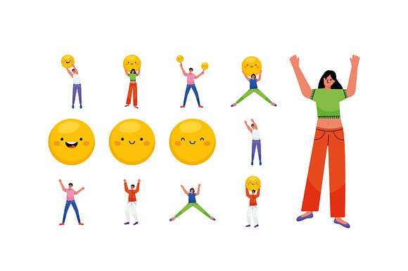 Happy Emoji People Illustration Set preview 2