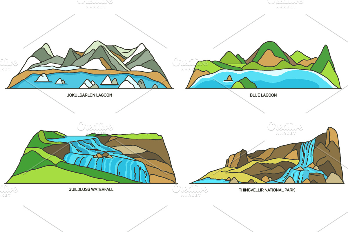 Nature sights of Island in line, an Illustration by GenziWorkshop (Photo 3 of 12)