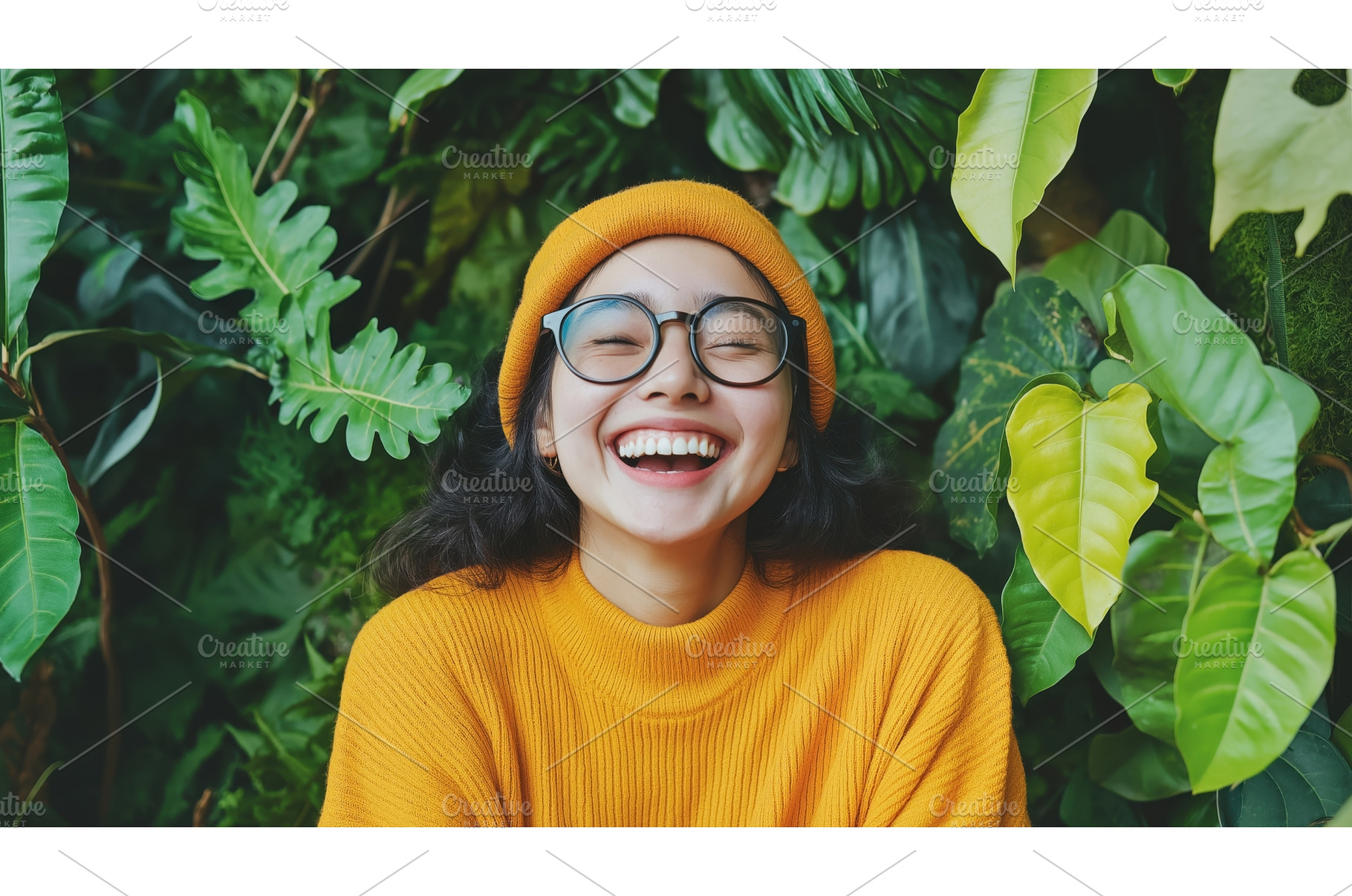 A joyful Asian woman wearing glasses, a Person Photo by Sergey Kotenev