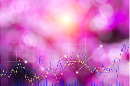 Chart rising on purple background, a Business Photo by darksoul72