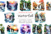 Watercolor Waterfalls Clipart, a Decorative Illustration by stickermadness (Thumbnail 1 of 3)