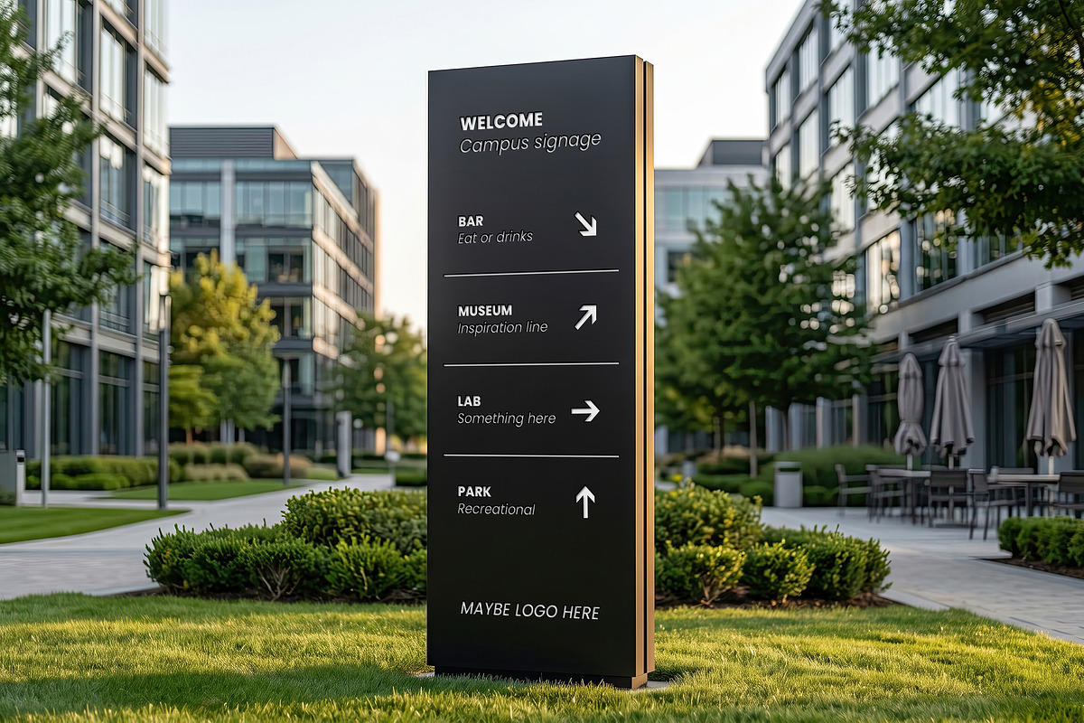 Campus Signage Signs Totems Mockups, an Advertising Mockup by Luuqas Design (Photo 2 of 4)
