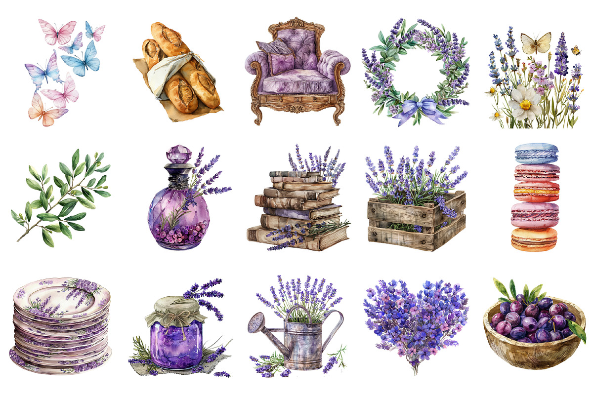 Provence Lavender Summer Clipart, an Illustration by Design Market (Photo 2 of 5)