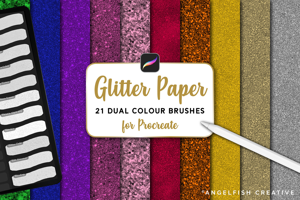 Glitter Paper Procreate Brush Set, a Brush Add-On by AngelfishCreative (Photo 1 of 9)
