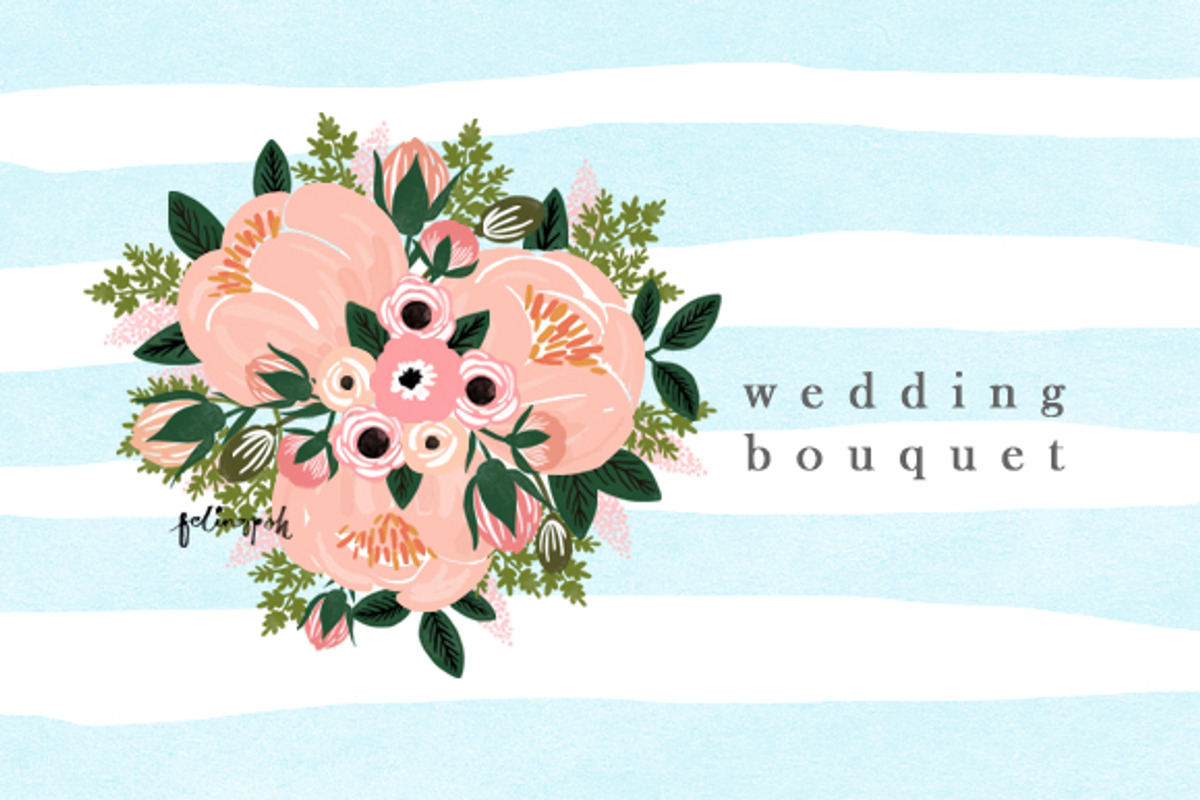 Peony Wedding Bouquet, an Illustration by hellopop design (Photo 2 of 2)