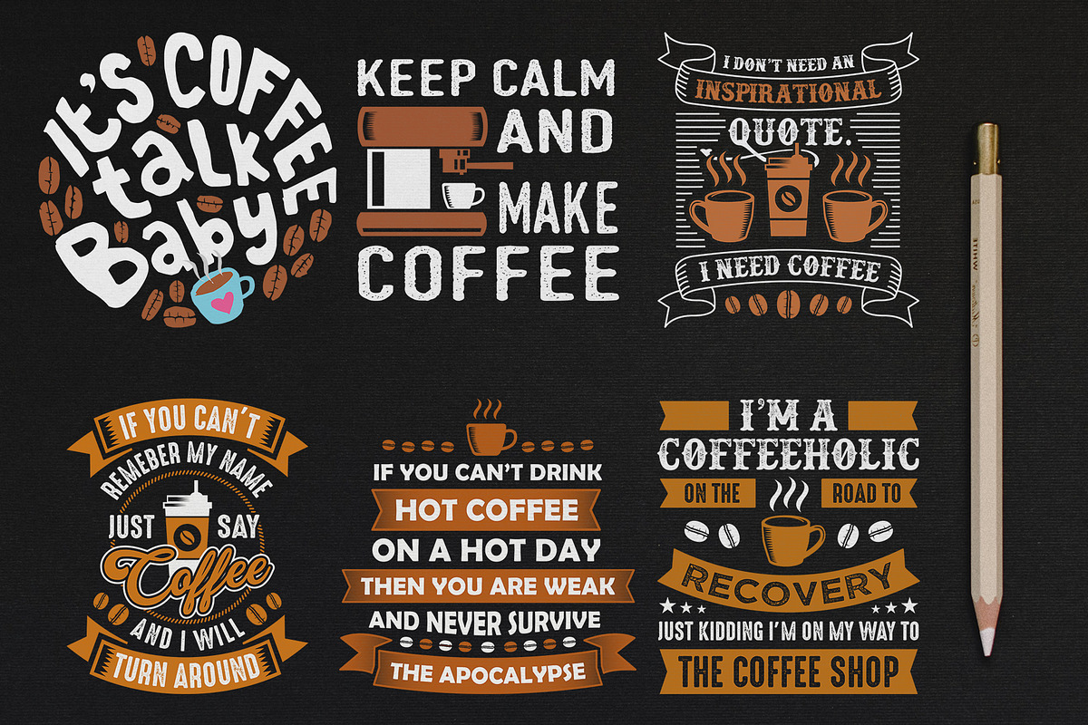 Coffee Quotes Crafts Vol 9, a Decorative Illustration by Tosca Digital (Photo 3 of 6)