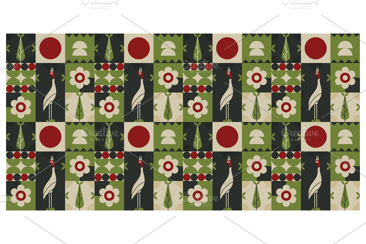 Ornate Geometric Crane, a Decorative Illustration by Creative Backgrounds