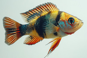 Beautiful colorful cichlid fish swim, an Animal Photo by Pixeness Studio