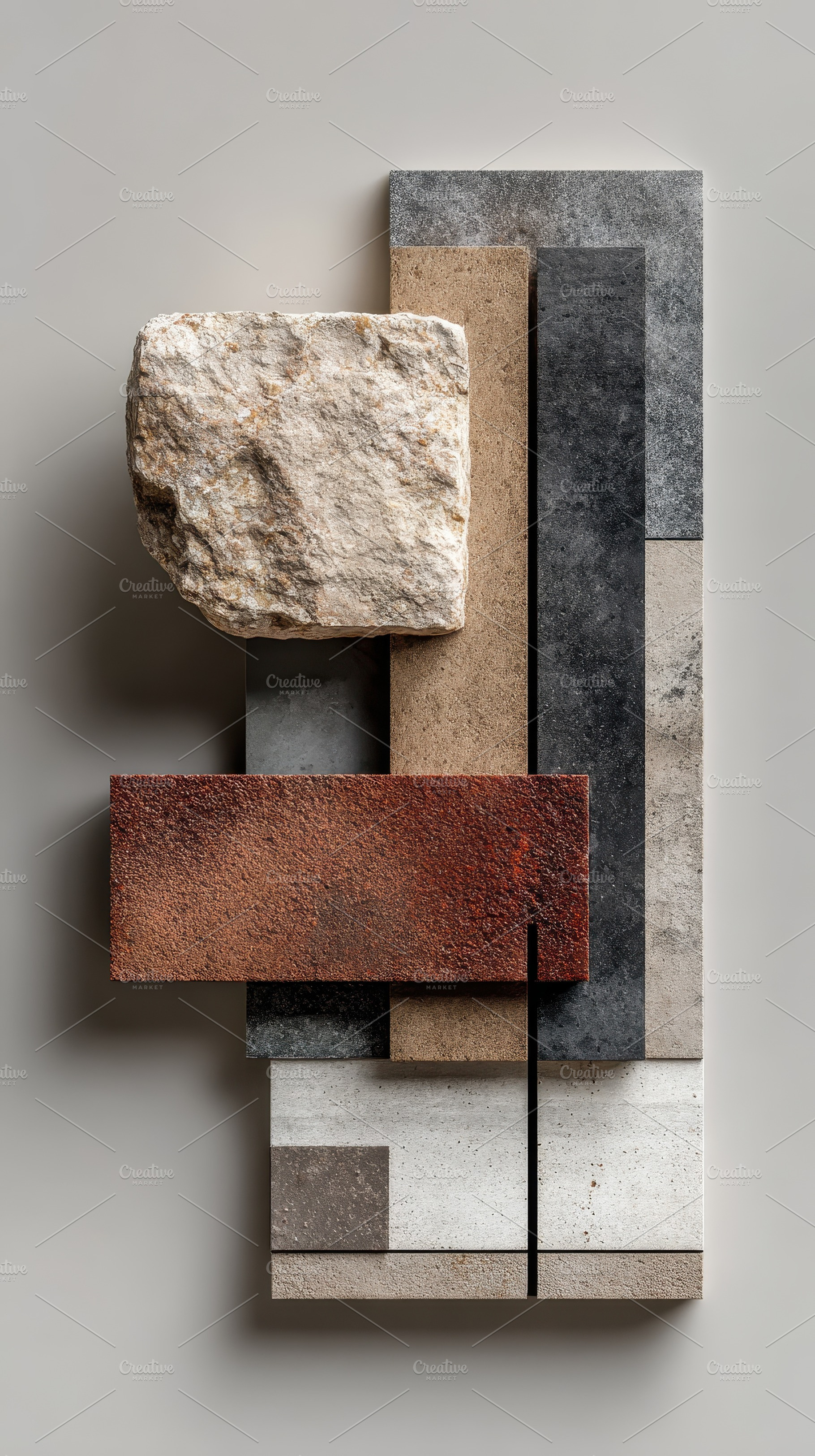 Abstract Stone and Tile Composition, an Abstract Photo by Pixeness Studio