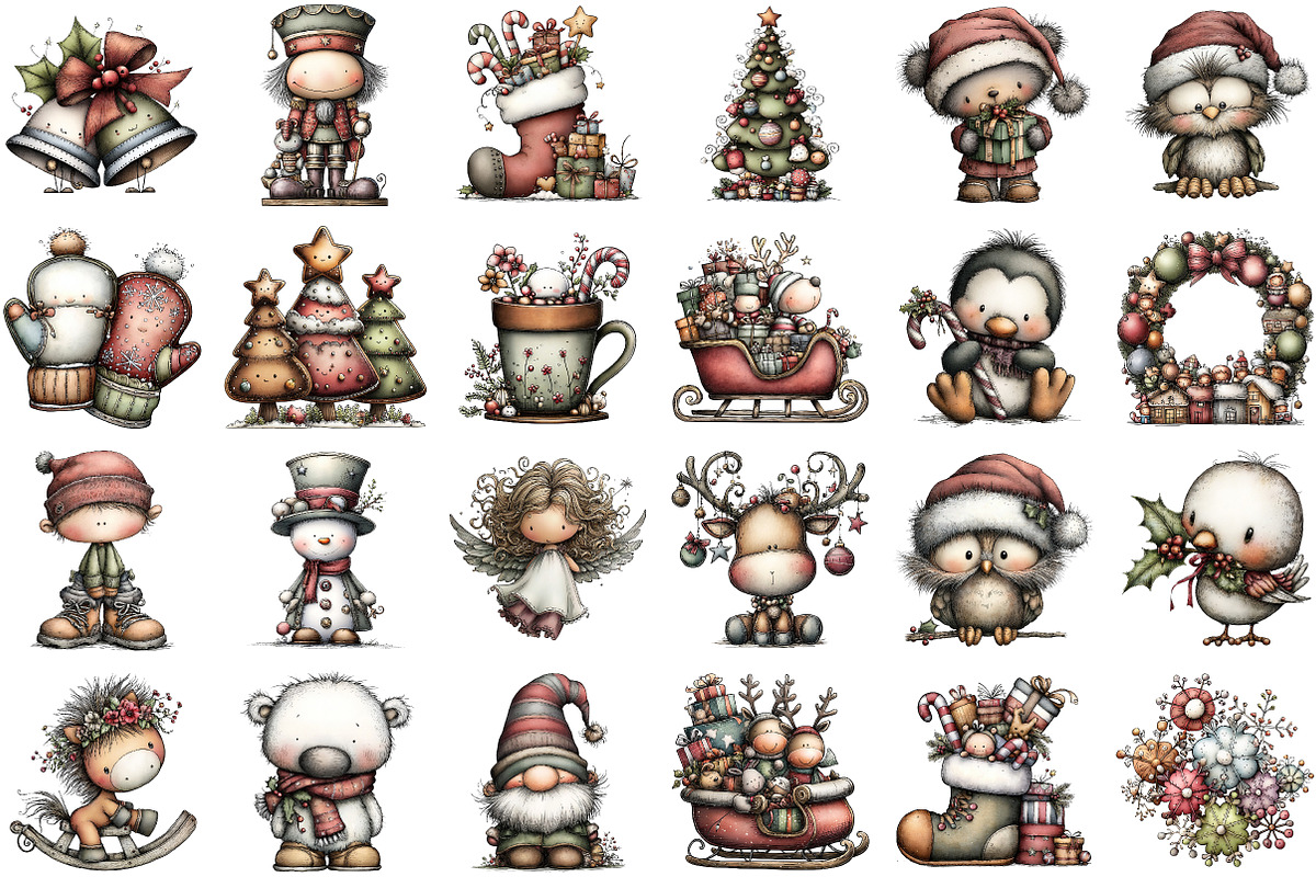 Whimsical Christmas Clipart Bundle, an Illustration by Sublimation Artist (Photo 2 of 6)
